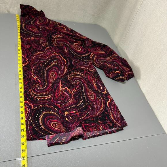 Catherines Womens Button Up Top Size 4X Paisley Modest Office Career Fall Artsy - Picture 8 of 9